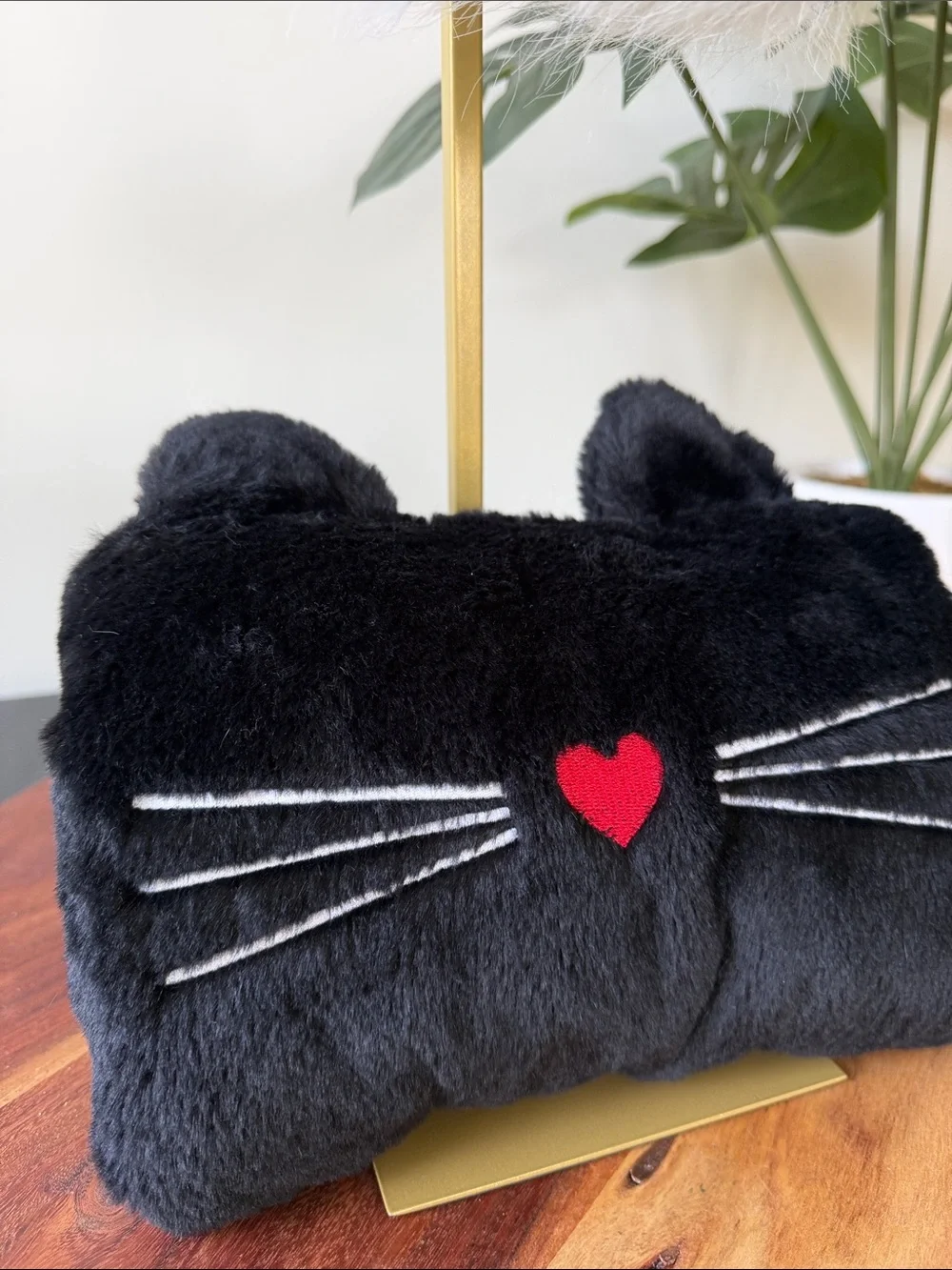 Cat & Jack Black Cat Hand Muff and White Faux Fur Ear Muff Costume One Size